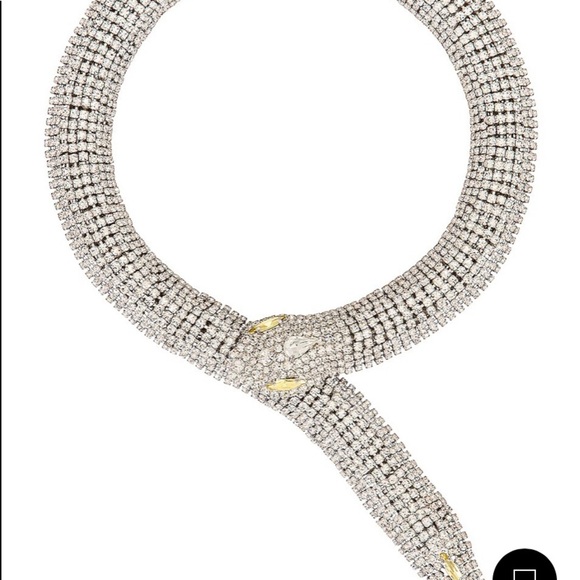 Silver Crystal Snake Serpent Rhinestone Choker Necklace - Picture 10 of 15